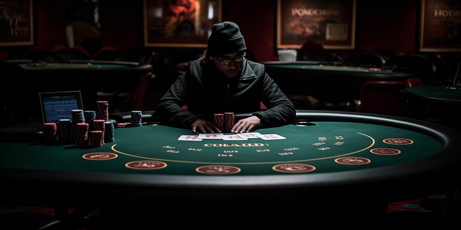 Représentation d'un joueur assis à une table de Blackajck