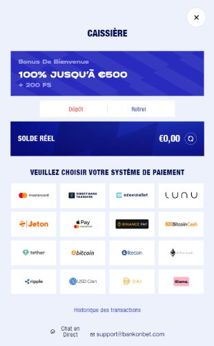 Les méthodes de dépôt disponibles chez BanKonbet Casino