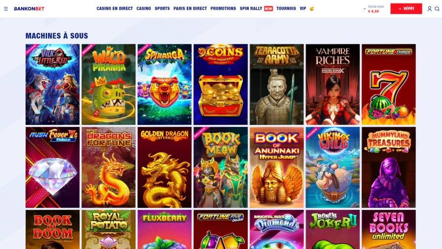 Les différentes machines à sous disponibles sur le casino en ligne Bankonbet