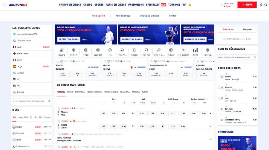 La page sport du casino en ligne Bankonbet