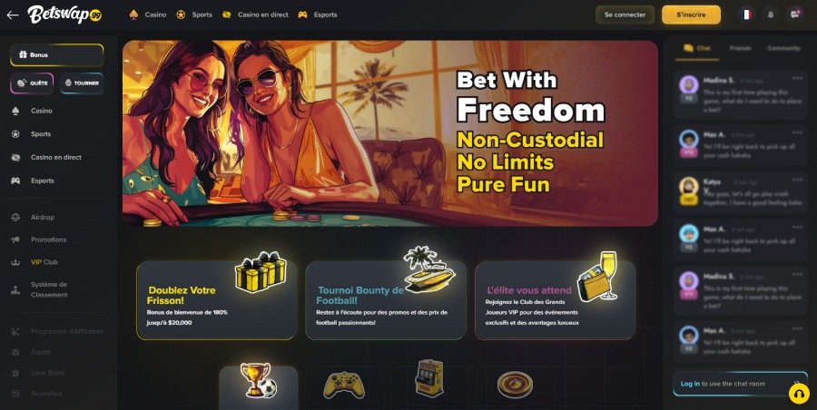 Page d'accueil Betswap Casino