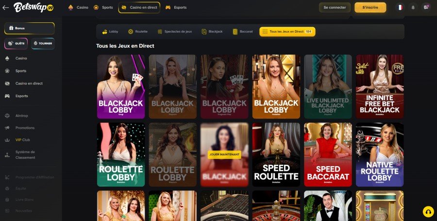Casino en direct Betswap