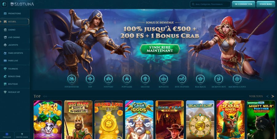 Page d'accueil du casino en ligne Slotuna