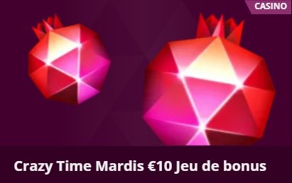 Malina Casino bonus Crazy Time mardis 10€