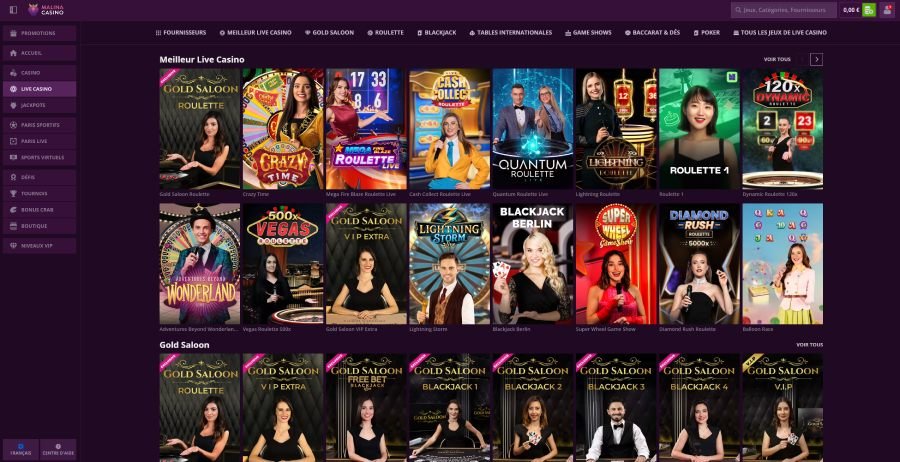 Malina Casino, le casino en direct