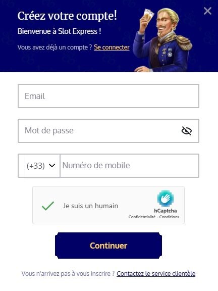 Slot Express inscription étape 1