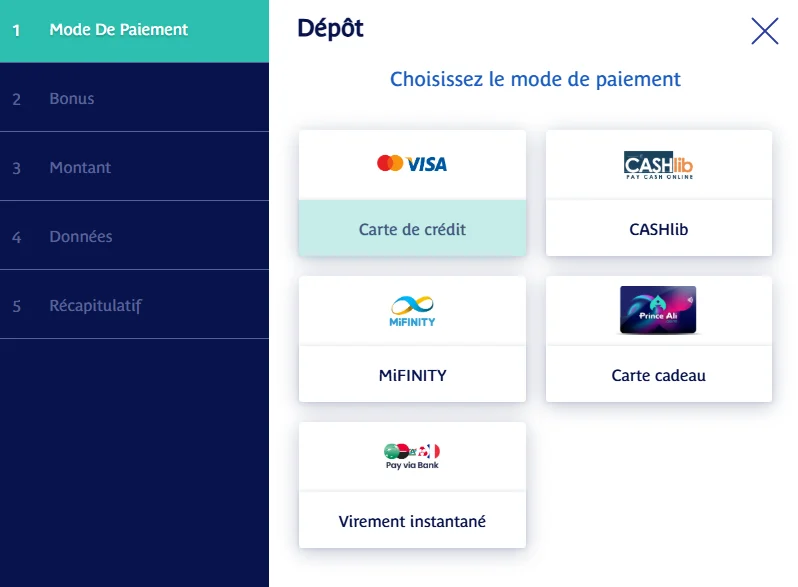 Prince Ali Casino dépôt