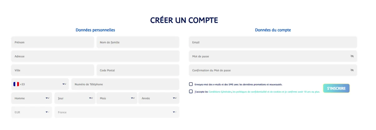 Prince Ali Casino page d'inscription