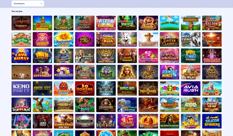 Jeux disponibles Prince Ali Casino