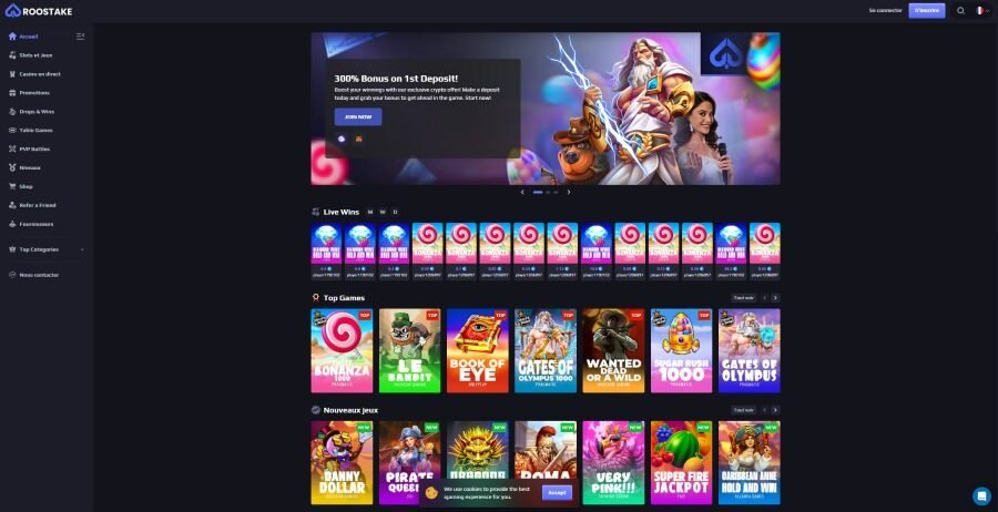 Roostake Casino page d'acceuil