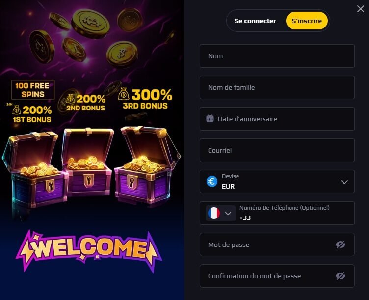 Gamblits page d'inscription