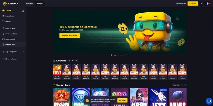 Rollblock Casino page d'accueil