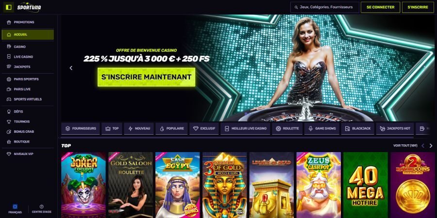 Nouveau design du casino en ligne Sportuna Casino
