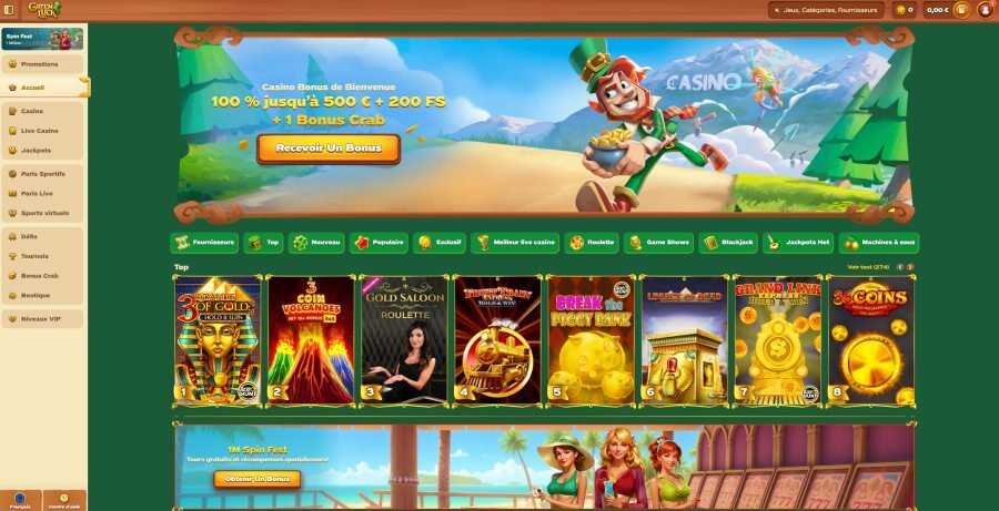 Greenluck Casino page accueil