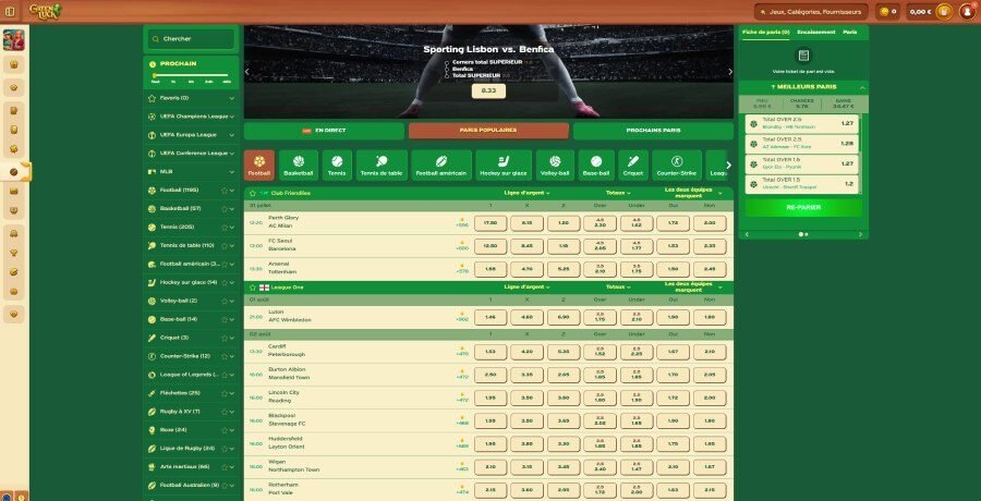 Greenluck Casino paris sportifs