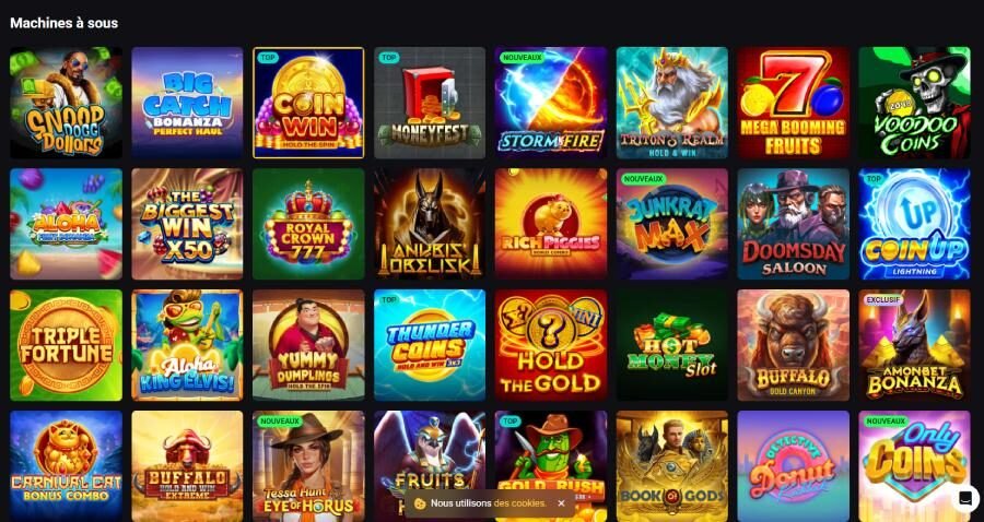AmonBet Casino page machines à sous