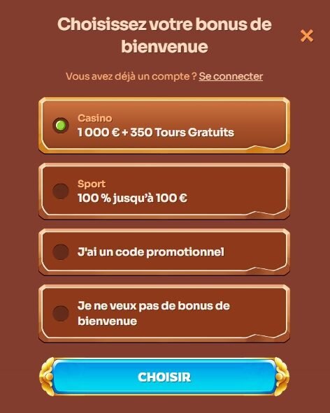 Cleobetra Casino choix bonus