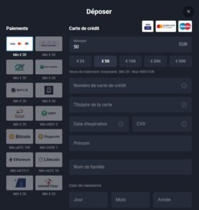 LuckyWave Casino page dépôt