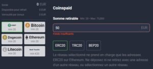 LuckyWave Casino page retrait