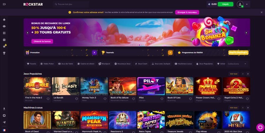 Rockstar Casino page d'accueil