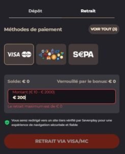 SevenPlay Casino retrait
