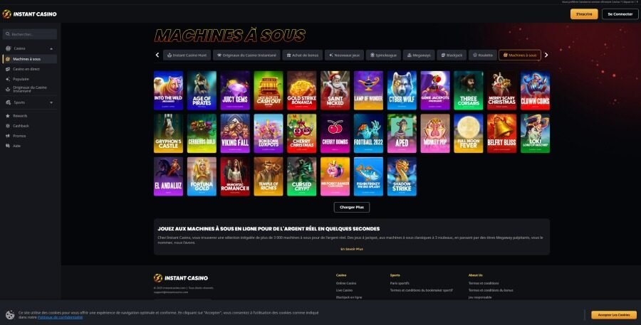 Instant Casino les machines à sous