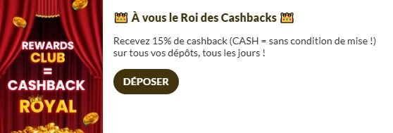 Kings Chance Casino page bonus cashback