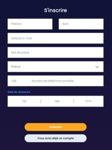 Kings Chance Casino page d'inscription