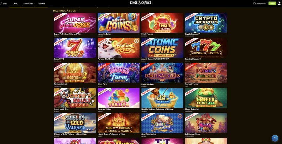 Kings Chance Casino page machines à sous