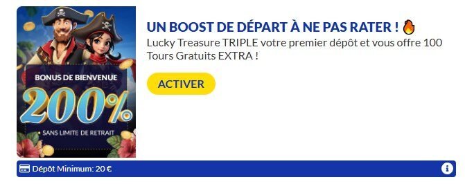 Lucky Treasure Casino page bonus de bienvenue