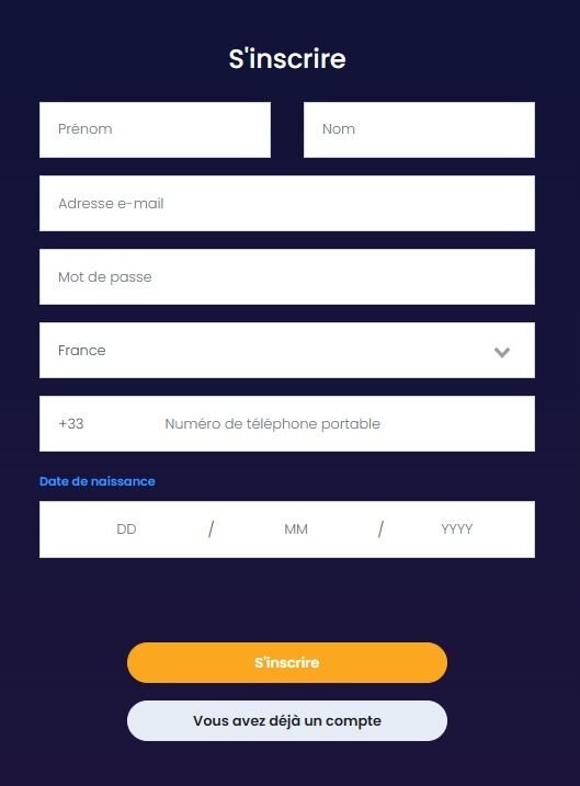 Lucky Treasure Casino page d'inscription