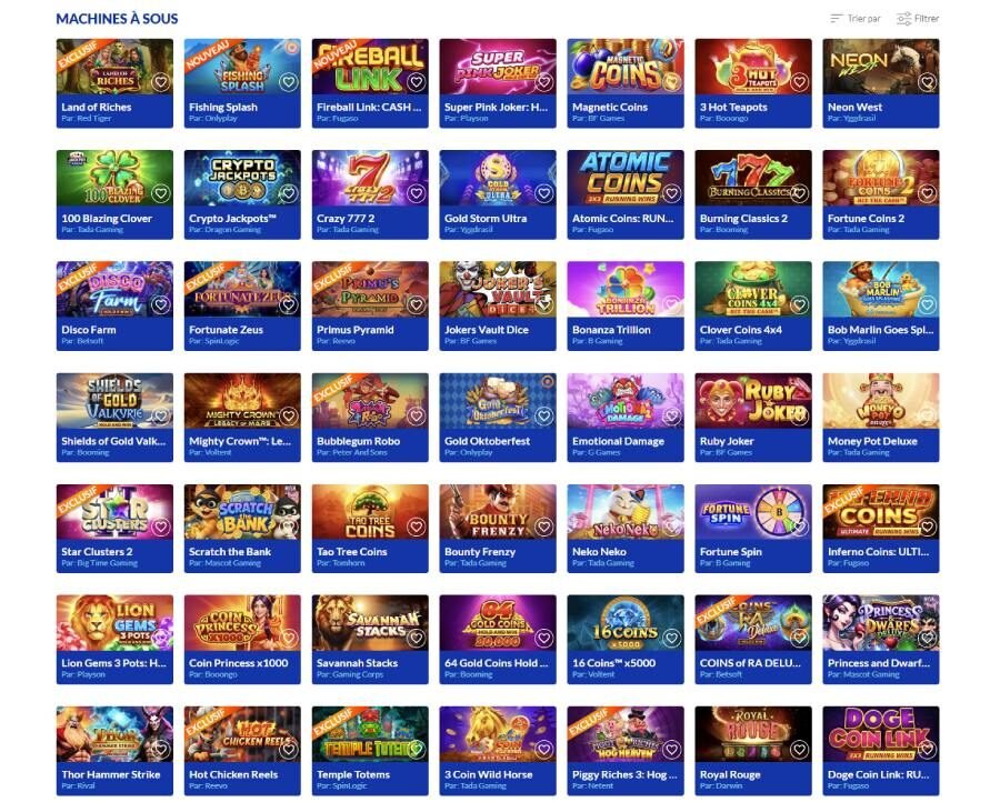 Lucky Treasure Casino page machines à sous