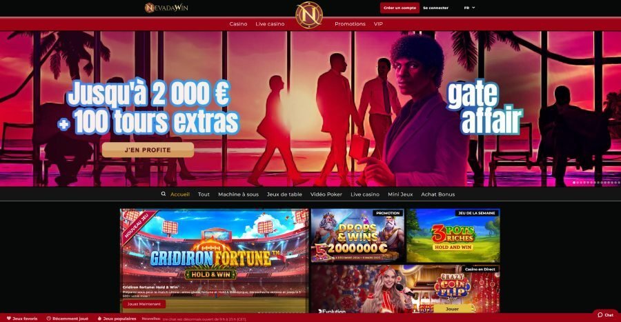 NevadaWin Casino page d'accueil