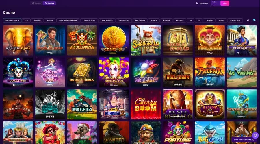 Slotrush Casino page des machines à sous