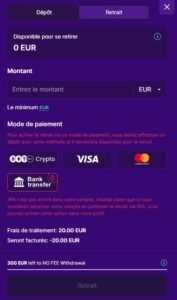 Slotrush Casino page retrait