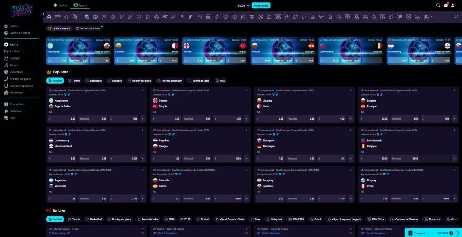 Turbo Wins Casino page paris sportifs