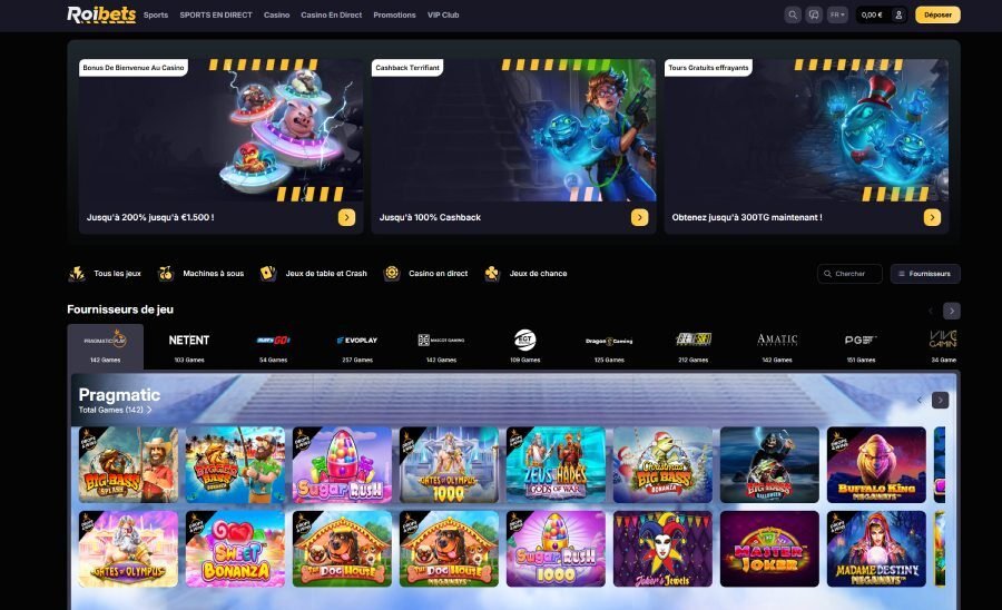 Roibets Casino page d'accueil