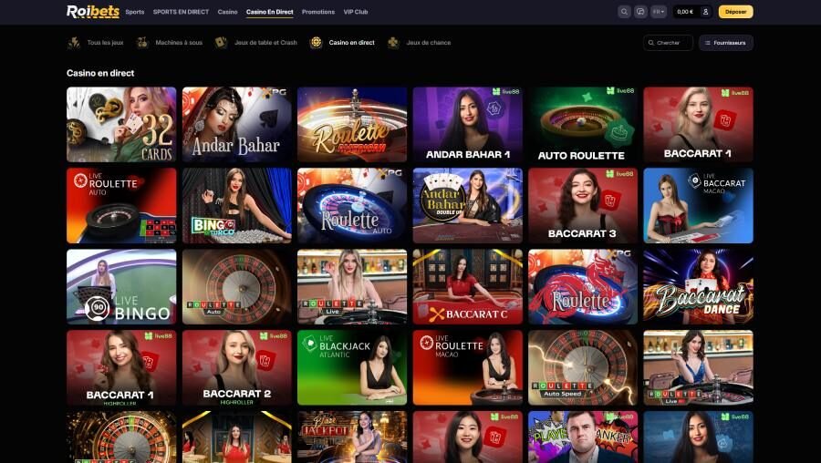 Roibets Casino live casino