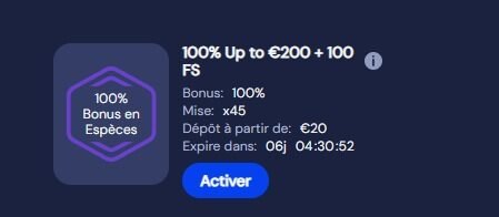 SlotNeo Casino page bonus de bienvenue