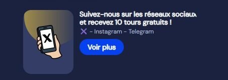SlotNeo Casino page bonus réseaux sociaux