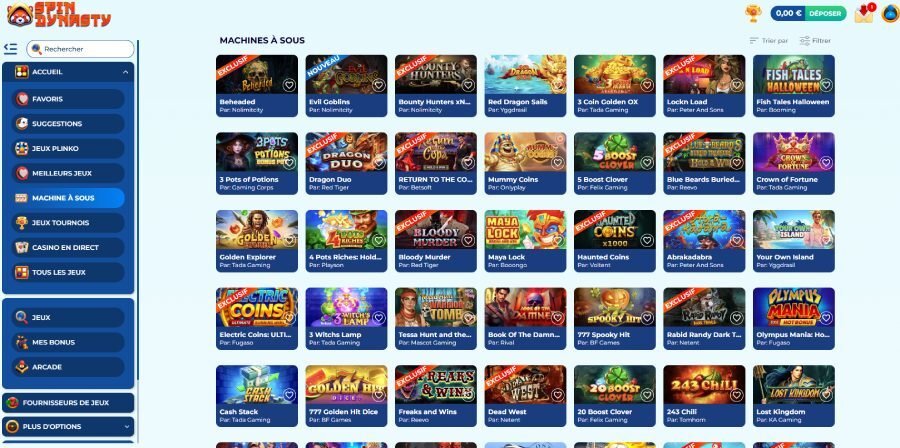 Spin Dynasty machines à sous